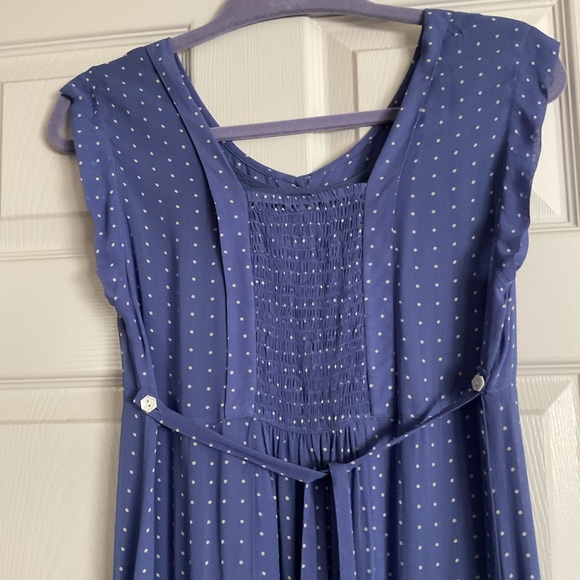 April Cornell Rayon Cornflower Blue/White Polka Dots Long Summer Dress sz 1 - Picture 4 of 10